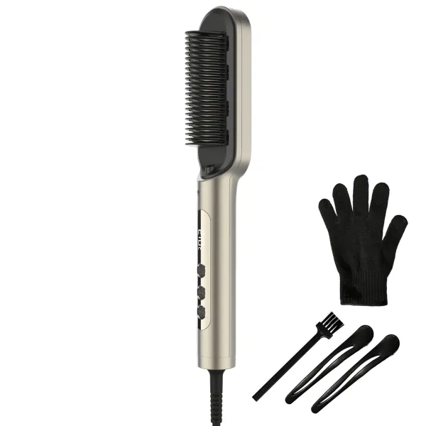 Spazzola lisciante Cecotec InstantCare Lisse IonTech - Stiratura ionica - 9 livelli di temperatura - Ceramica - Guanto e clip inclusi - Controllo termico - Sicura e resistente - Bianca - immagine 1