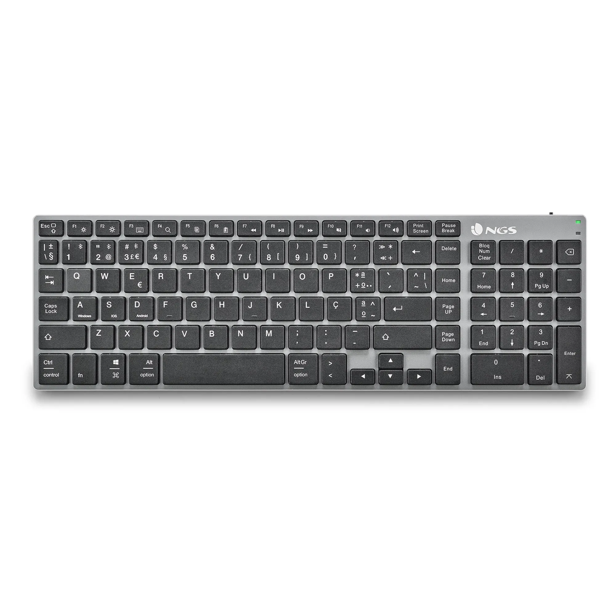 NGS FORTUNE-BT QWERTY PT tastiera Universale Bluetooth layout Portoghese Nero Argento - immagine 1