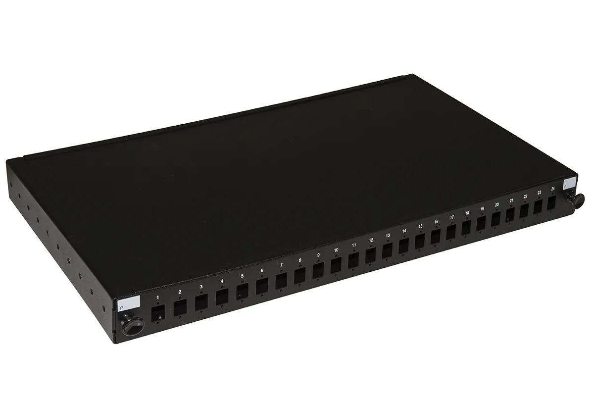 Pannello Fibra Ottica 19 Con 24 Porte Sc Simplex O Lc Duplex Profondita 250 Mm Nero Con Accessori - immagine 1