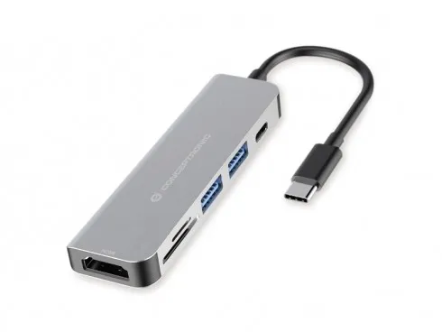 Docking Station Type C 6In1 1*Hdmi/2*Usb 3.0/1*Usb C Pd/1*Sd - immagine 1