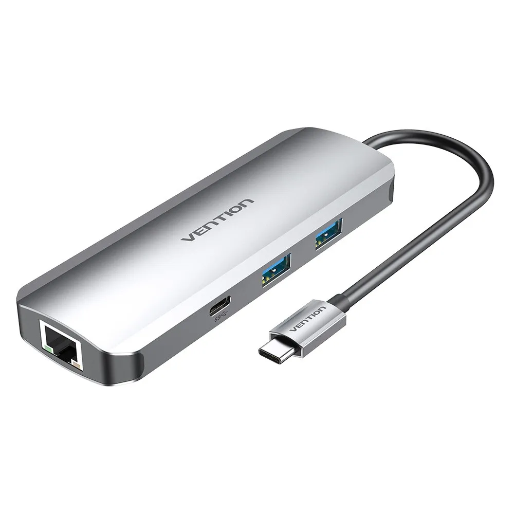 Vention TOMHB replicatore di porte e docking station per laptop Cablato USB 3.2 Gen 1 (3.1 Gen 1) Type-C Argento - immagine 1