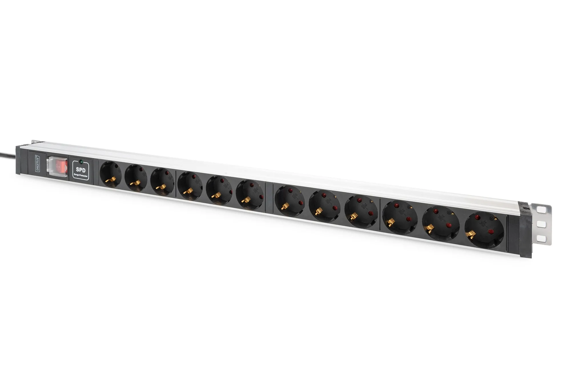 Digitus Presa Multipla Con Profilo In Alluminio Con Interruttore E Protezione Contro La Sovratensione Presa Munita Di Messa A Terra 12X Cavo 2 Mt - immagine 1