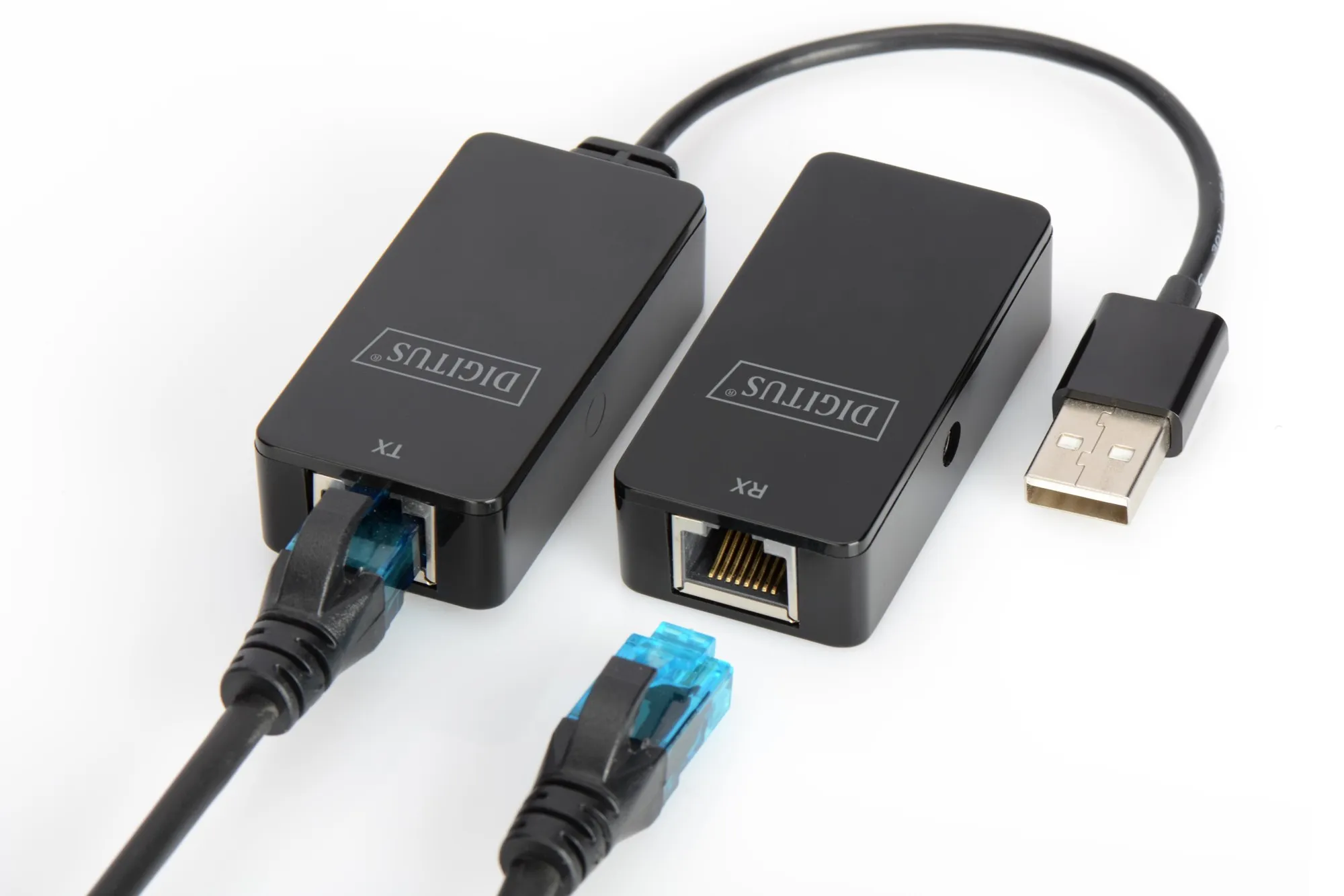 Estensore Di Linea Usb 2.0 Fino A 50 Mt. Tramite Cavo Rete Cat 5E Con Alimentatore - immagine 1