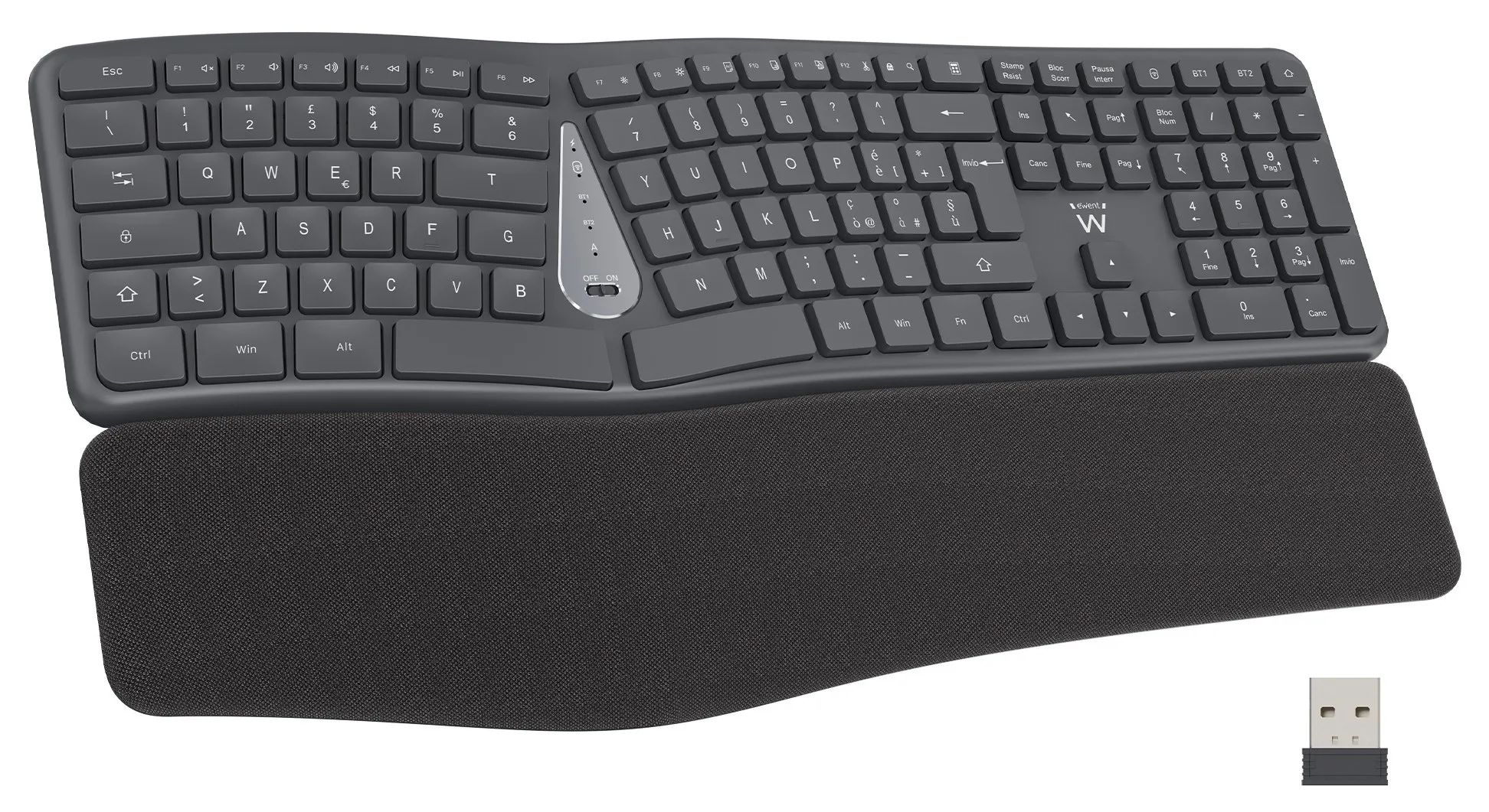 Ewent EW3288 tastiera Universale RF senza fili + Bluetooth QWERTY Italiano Nero - immagine 1