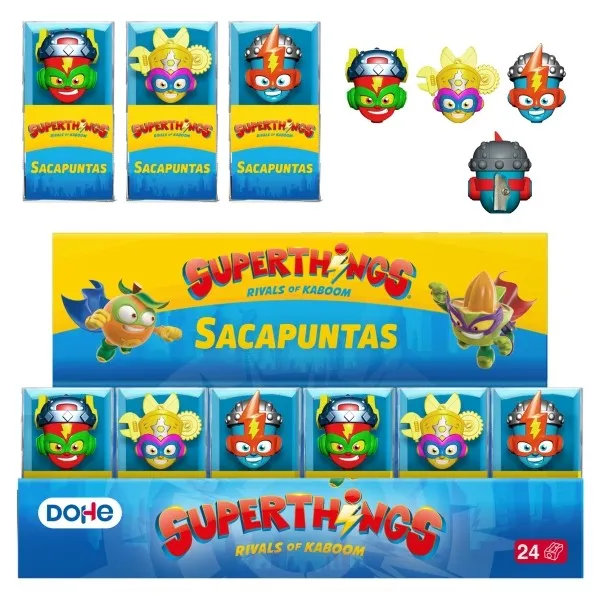 Espositore Dohe Superthings con 24 temperamatite - PVC - Lama in acciaio - Forme assortite - immagine 1