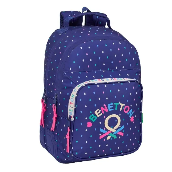 Zaino Safta Benetton Drop con 2 scomparti - Antiabrasione - Compatibile con trolley - Portabottiglie - Doppio manico - Spallacci imbottiti - 20 litri - 320x150x420 mm - Blu scuro - immagine 1