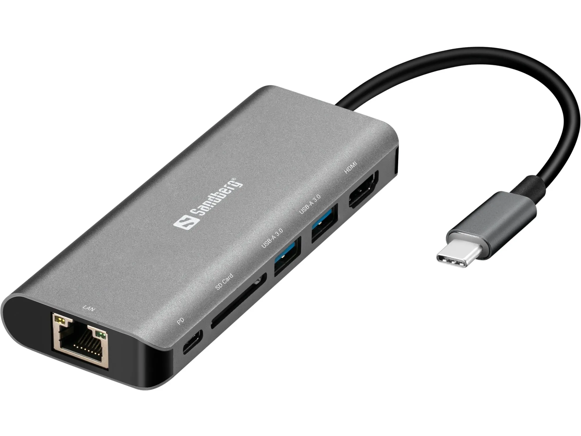 Sandberg USB-C Dock HDMI+LAN+SD+USB61W 136-18 Adattatore Type-C Argento - immagine 1