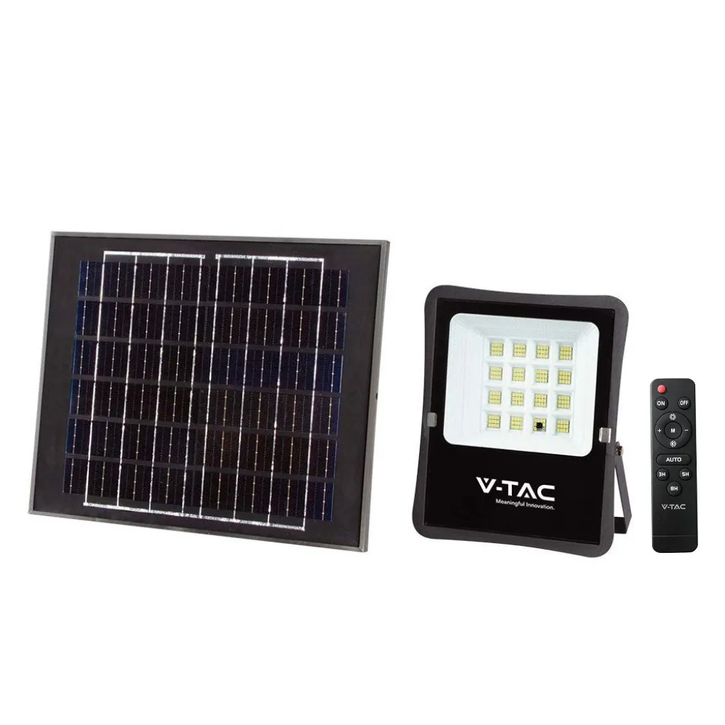 V-TAC Faro LED con Telecomando e Pannello Solare 12W 6400K - immagine 1
