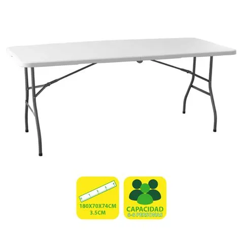 Tavolo pieghevole in resina Sungarden 180x70x74cm 35cm - Bianco - immagine 1