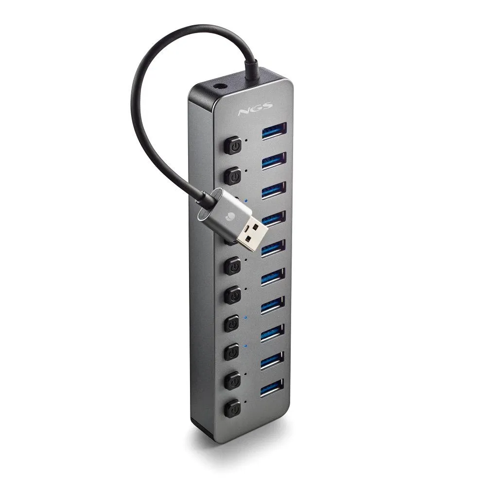 Ngs Ihub 10: Hub 10 Porte Usb 3.0. Velocit Di Trasferimento Dati A 5Gbps. Lunghezza Del Cavo: 180 M - immagine 1
