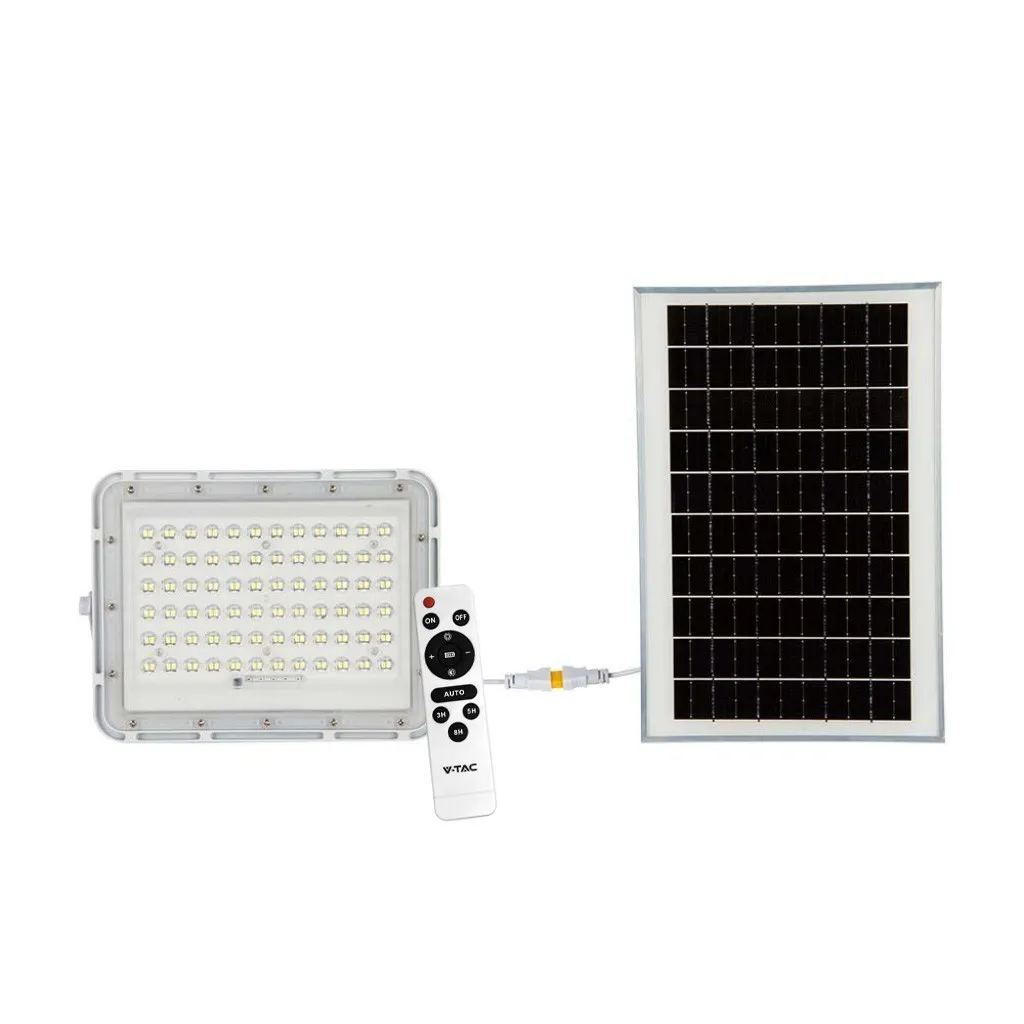 V-TAC Faro LED con Telecomando e Pannello Solare 15W Batteria sostituibile Cavo da 3m Colore Bianco 4000K - immagine 1
