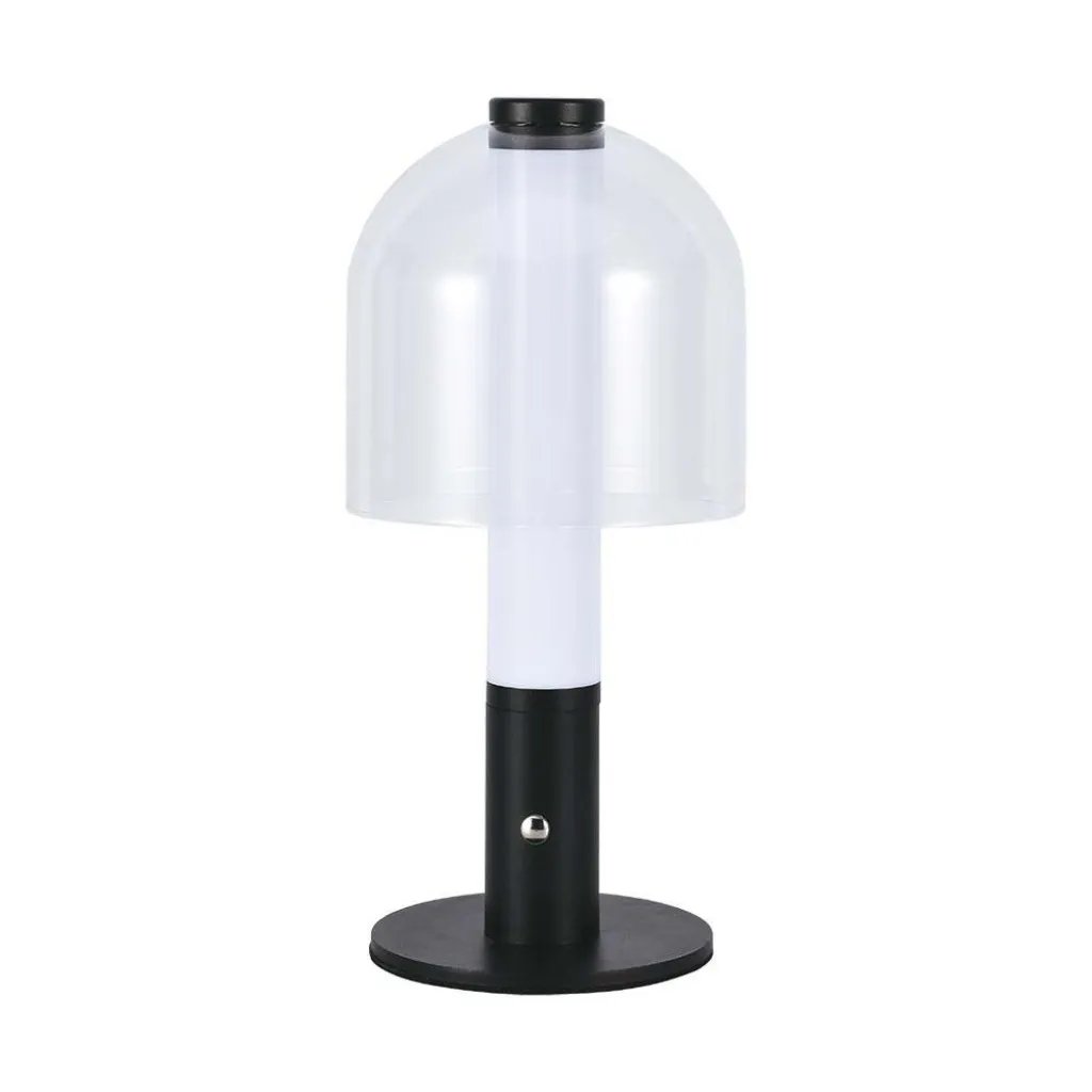 V-TAC Lampada LED da Tavolo 2W Colore Nero e Bianco Trasparente Ricaricabile con USB C Touch Dimmerabile 3in1 - immagine 1