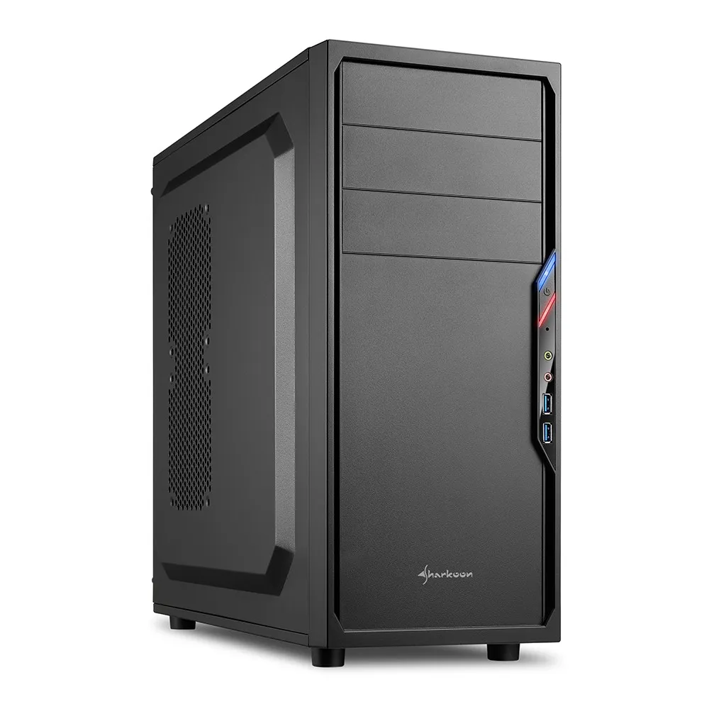 Sharkoon Case Vs4-V Atx 6 Slots Expansion 2Xusb 3.0 Front Drive Bay Da 25/35/525 1X120Mm Fan Front No Psu Colore Nero - immagine 1