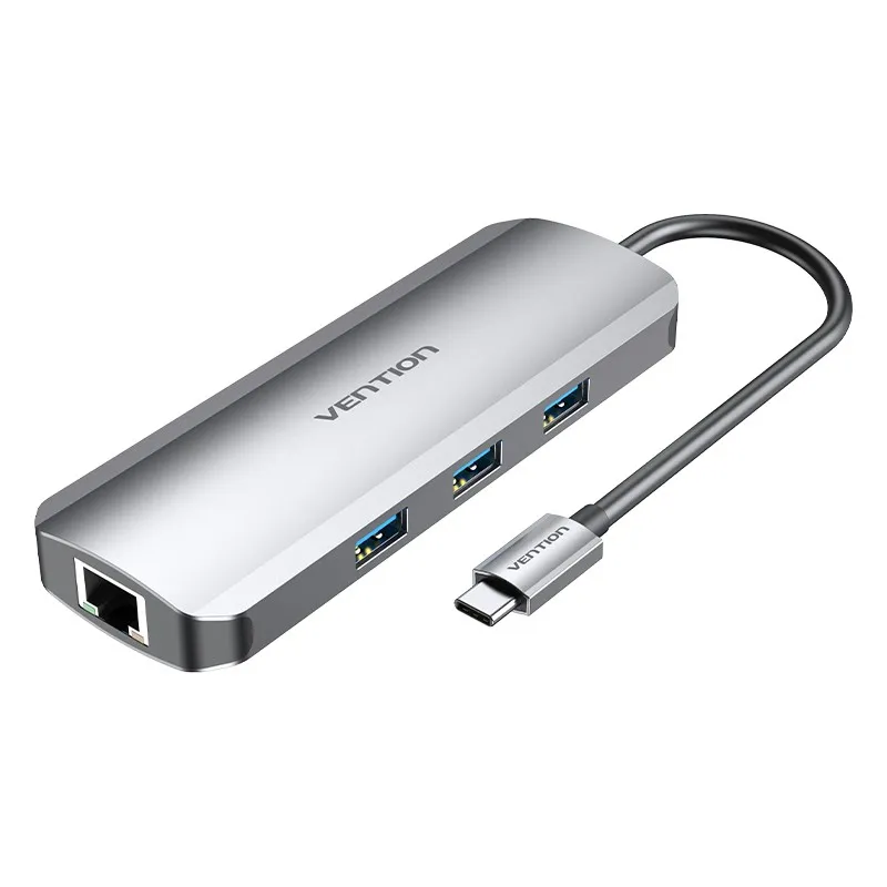 Vention TOLHB replicatore di porte e docking station per laptop Cablato USB 3.2 Gen 1 (3.1 Gen 1) Type-C Argento - immagine 1