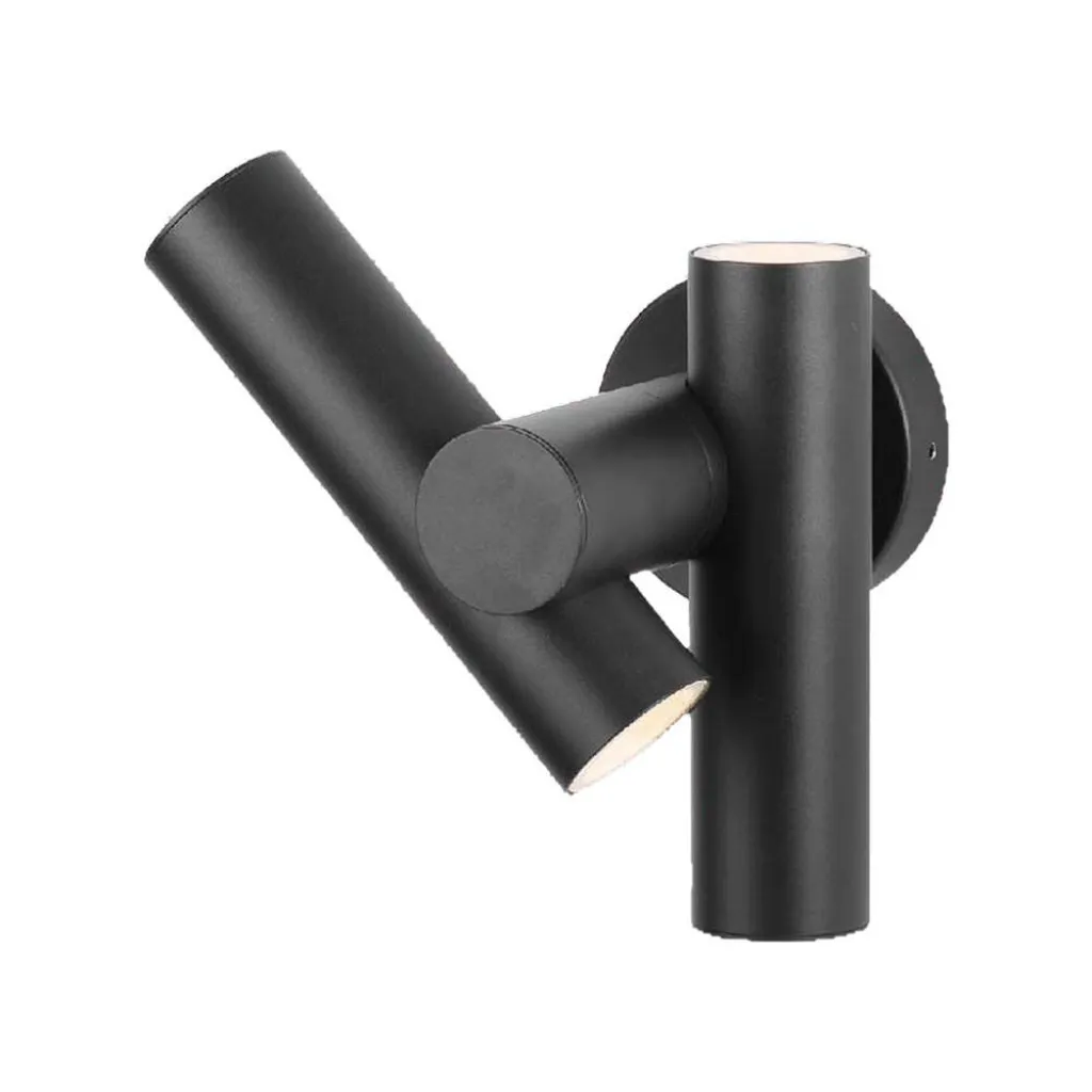 V-TAC 2x2.6W 2 Way Spot Wall Light 3000K Black Body IP44 - immagine 1