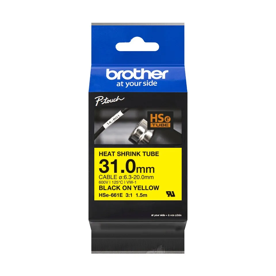 ORIGINALE Brother Nastro Nero su giallo HSe-661E - immagine 1