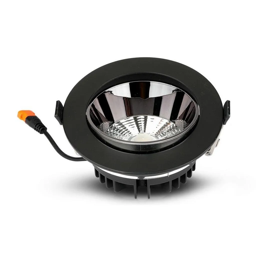 V-TAC PRO Faretto LED Chip Samsung da Incasso Rotondo LED COB 30W Riflettore Orientabile Colore Nero 6400K - immagine 1