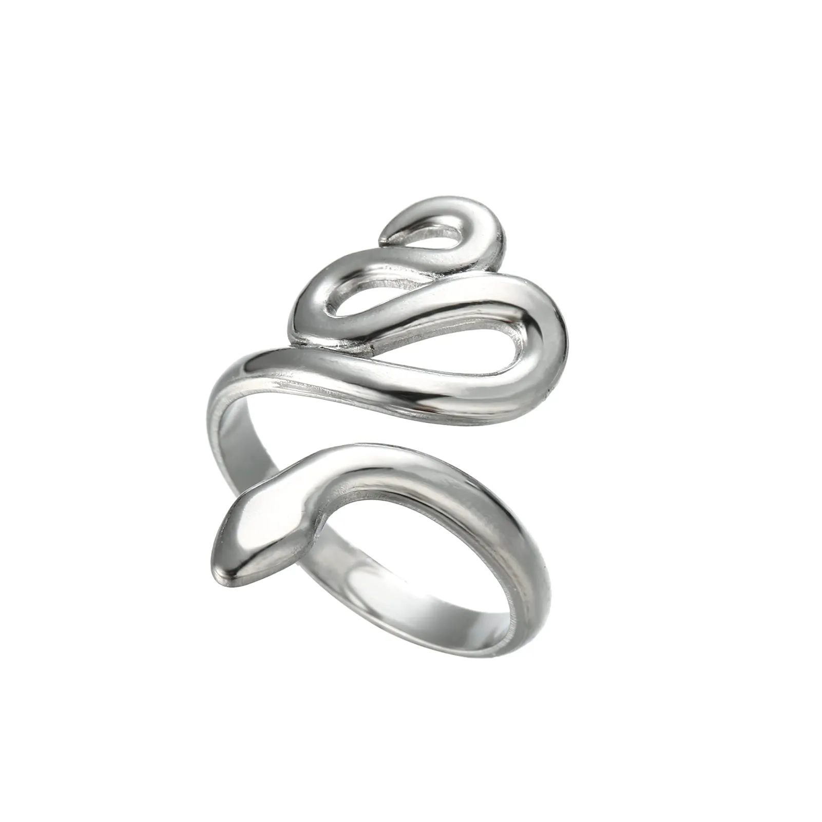 TEAMER Serpente Anello In Acciaio Inox Regolabile Wrap Snake Dito Impilare Gioielli per Donne - immagine 1