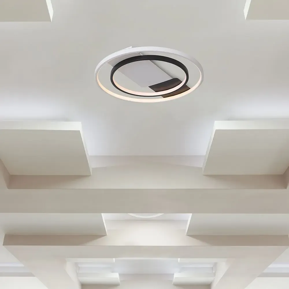 36W Led Decorative Ceiling Lamp (?505*50Mm) Cct:3In1 White+Black With Ir Remote Control - immagine 1