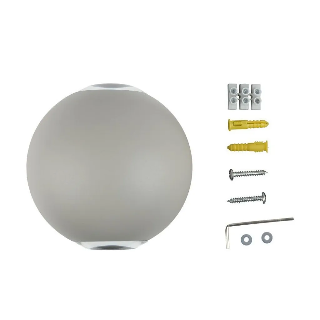 V-TAC Lampada LED da Muro Sferica 4W Doppio Fascio Luminoso Colore Grigio 3000K IP65 - immagine 1