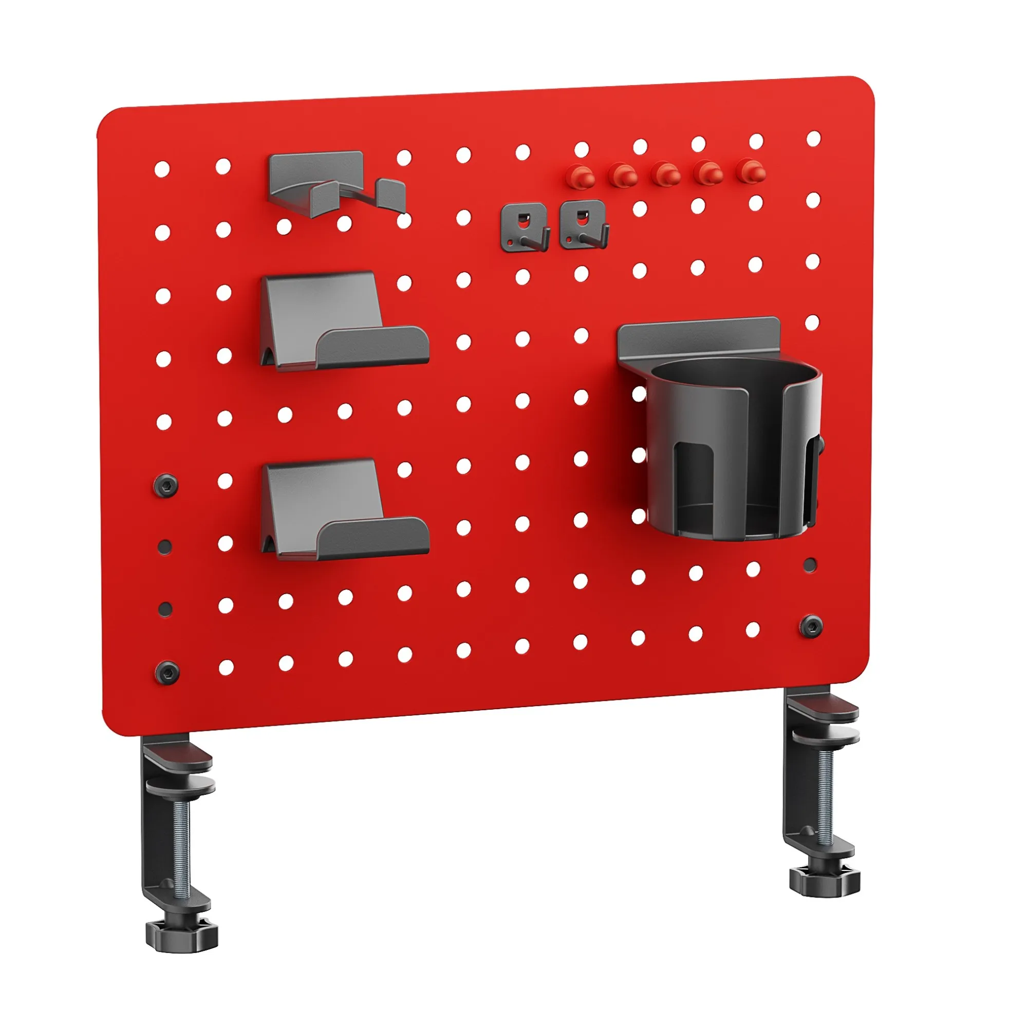 Pannello Modulare Bucato In Metallo Per Tavolo O Per Muro Rosso 420X99X477Mm - immagine 1