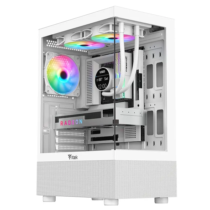Itek Case Showbui 33WGaming Tower Atx 12Cm Argb Fan Usb3 Side Front Panel Temp Glass White - immagine 1