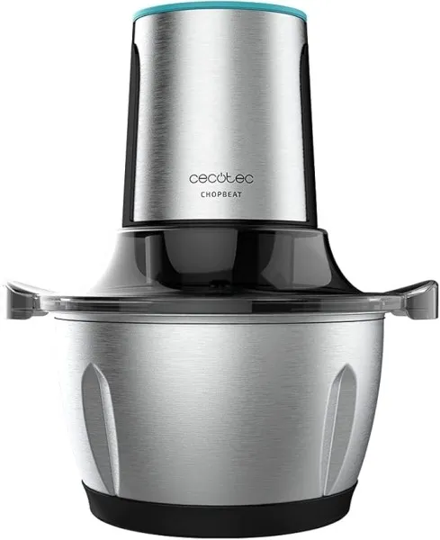 Tritatutto elettrico Cecotec ChopBeat 1500 TitanBlack Steel - 600W - Lame in titanio - Ciotola in acciaio inox da 15 l - 2 velocità - Spiralizzatore con 4 accessori - Senza BPA - Facile da pulire - immagine 1