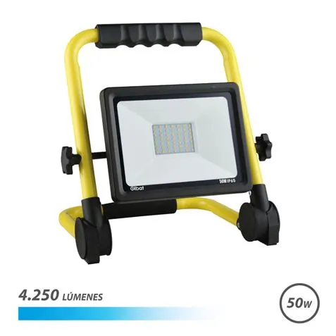 Faretto LED Elbat con supporto pieghevole 50W - 4250 lumen - Luce fredda 6500K - Cavo 150m - IP65 per uso esterno - immagine 1