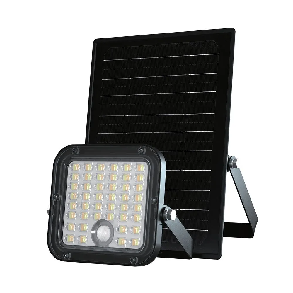 Faro LED con Telecomando e Pannello Solare 10W Batteria LiFePo 3.7V Cavo da 5m Colore Nero 4000K+6000K - immagine 1