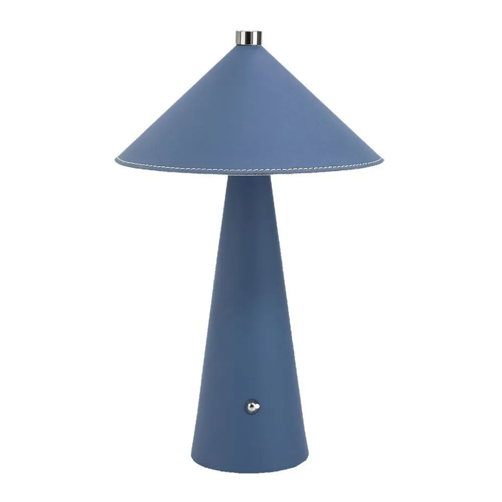 V-TAC Lampada LED da Tavolo 3W con Batteria Ricaricabile USB C Colore Blu in Metallo Mantello in pelle Touch Dimmerabile 3in1 - immagine 1
