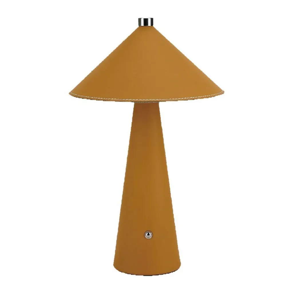 V-TAC Lampada LED da Tavolo 3W con Batteria Ricaricabile USB C Colore Giallo in Metallo Mantello in pelle Touch Dimmerabile 3in1 - immagine 1