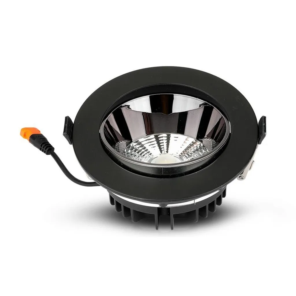 V-TAC PRO Faretto LED Chip Samsung da Incasso Rotondo LED COB 20W Riflettore Orientabile Colore Nero 6400K - immagine 1
