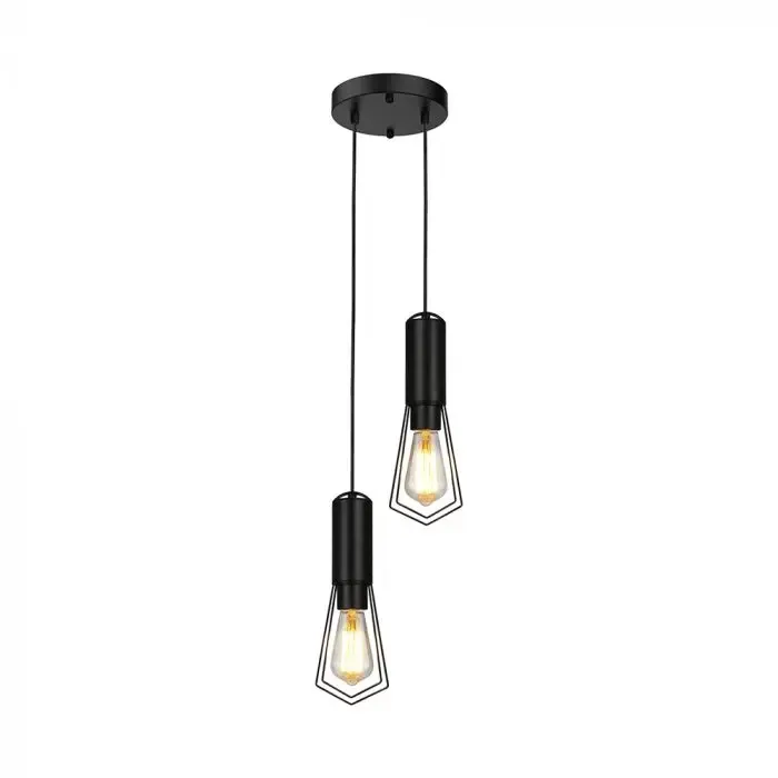 2Xe27 Decorative Hanging Lamp (D200*H25Mm) Matt Black - immagine 1