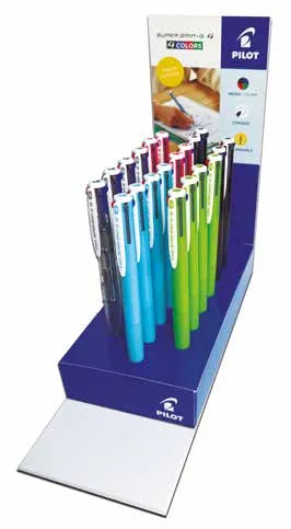 Astuccio Pilot SuperGrip G con display a 4 colori e 20 penne a sfera retrattili - Inchiostro a base d'olio - Fusti di colori assortiti - immagine 1