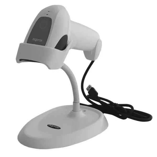 Lettore di codici a barre USB 1D circa con supporto - Indicatore LED cicalino - Velocità 300 volte al secondo - Colore bianco - immagine 1