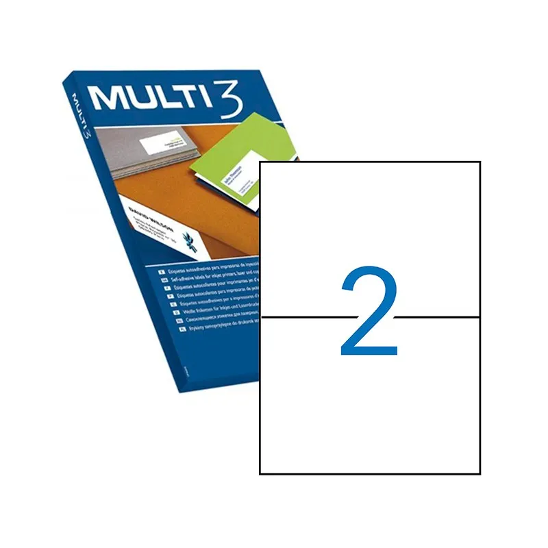 Multi3 confezione da 1.000 etichette bianche bordi dritti dimensioni 2100 x 1480 mm con adesivo permanente per molteplici usi - immagine 1