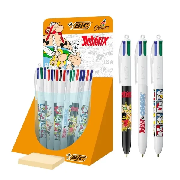 Set di 30 penne a sfera retrattili Bic Asterix a 4 colori con disegni del fumetto Asterix - Punta media da 10 mm - 3 diversi design - immagine 1