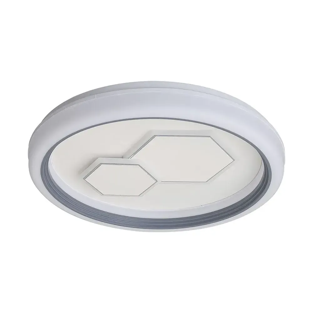V-TAC Lampadario LED 60W Rotondo Decorativo con Telecomando RF Bianco/Grigio CCT Dimmerabile - immagine 1