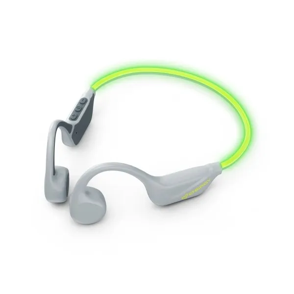 Cuffie sportive Energy Sistem VibeWave - Bluetooth 5.4 - Connessione multipoint - Resistenti al sudore e agli schizzi - Archetto in gomma per una vestibilità sicura - Microfono - Autonomia della batteria di 15 ore - Illuminazione a LED - Assistente vocale - Grigio - immagine 1