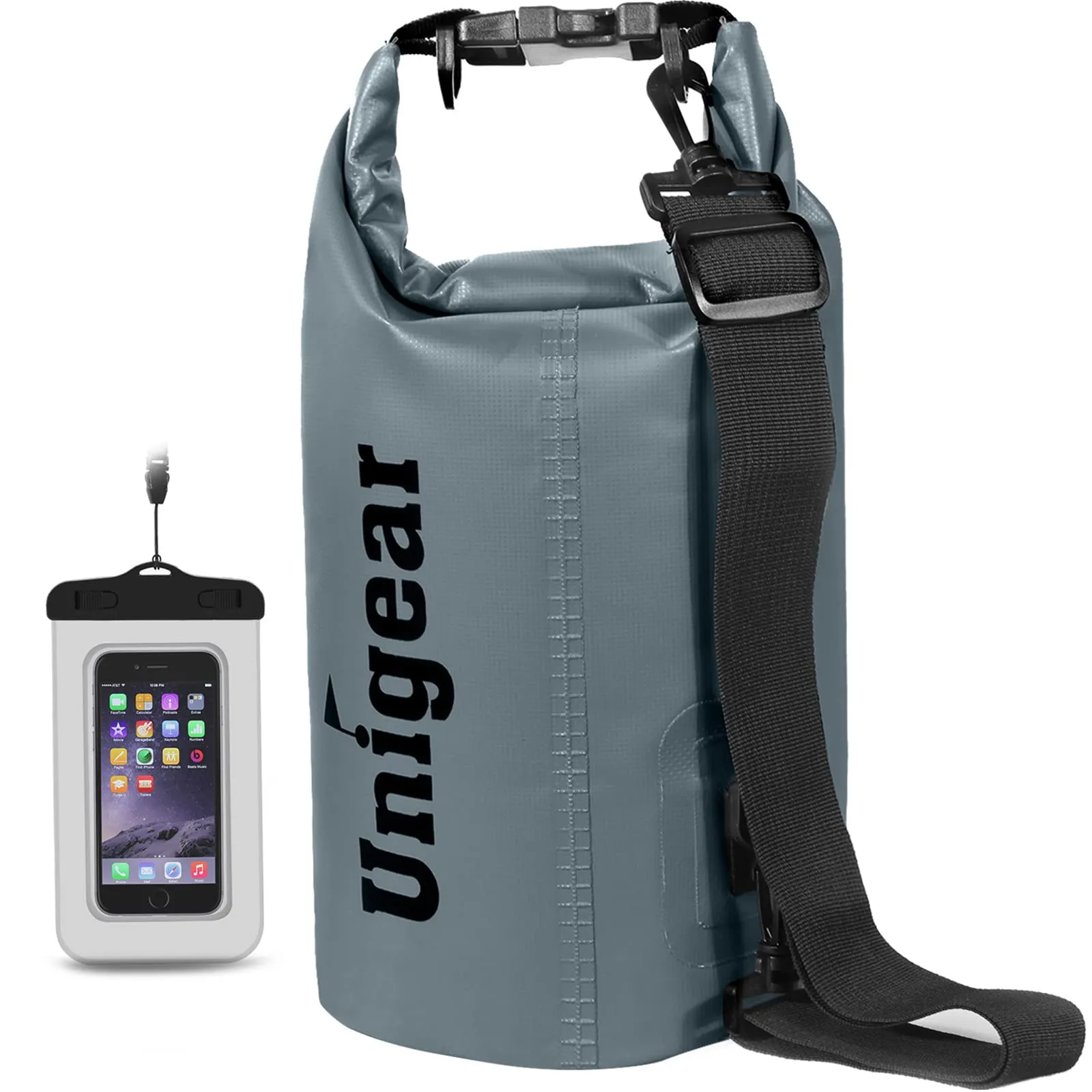 Unigear Borsa impermeabile per escursionismo, kayak, pesca, rafting, campeggio, sci, compresa custodia per telefono impermeabile - immagine 1