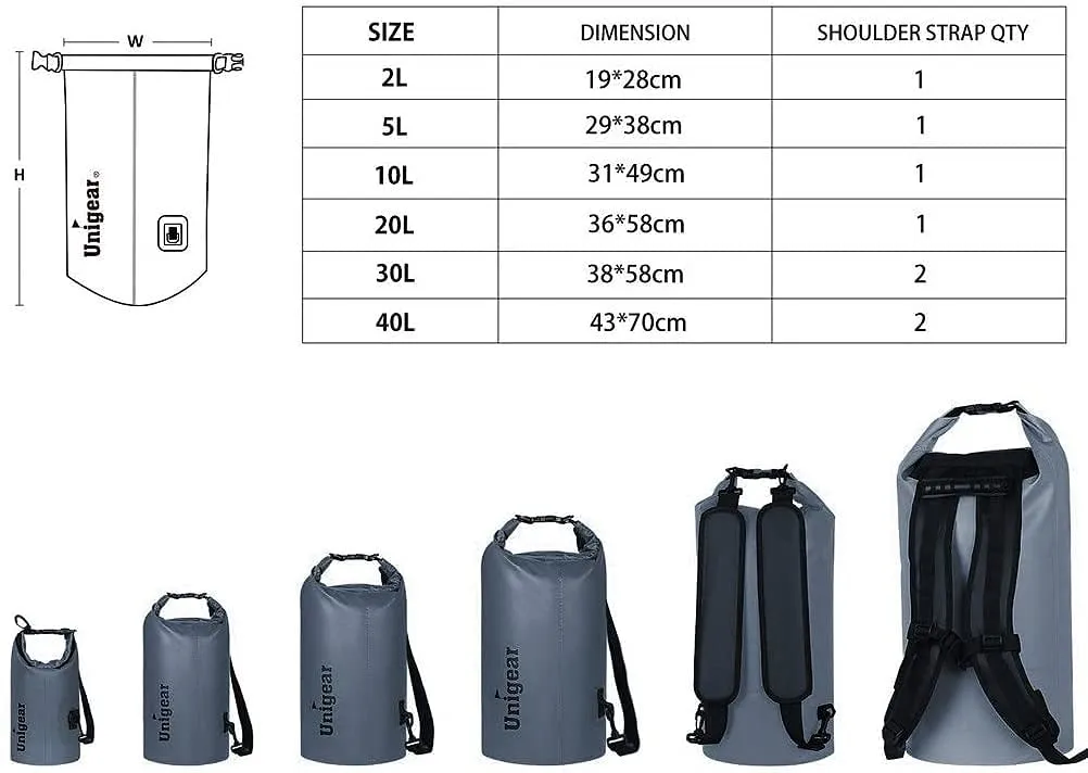 Unigear Borsa Impermeabile (2L/5L/10L/20L/30L/40L/55L),Sacca Stagna Dry Bag - immagine 3