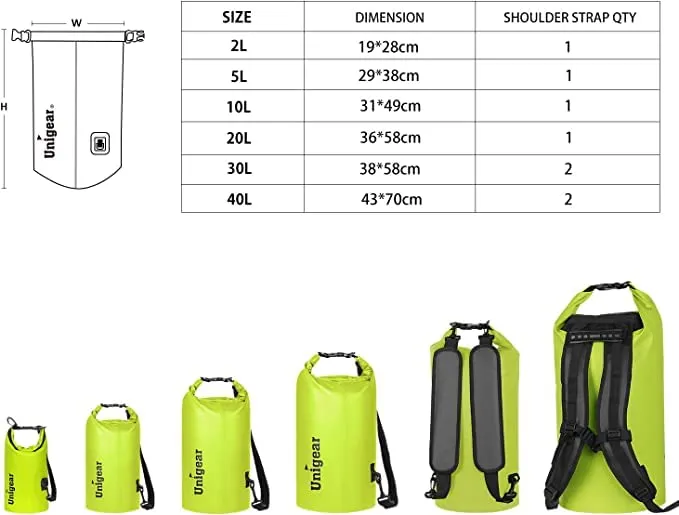 Unigear Borsa Impermeabile (2L/5L/10L/20L/30L/40L/55L),Sacca Stagna Dry Bag - immagine 2