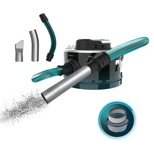 Cecotec Conga Ash 2000 Aspirapolvere per cenere domestica - 800W - Acciaio inossidabile - Capacità 10L - Tubo in metallo rinforzato - Bocchetta da 38mm - Include tubo flessibile e accessori - Nero e blu - immagine 1