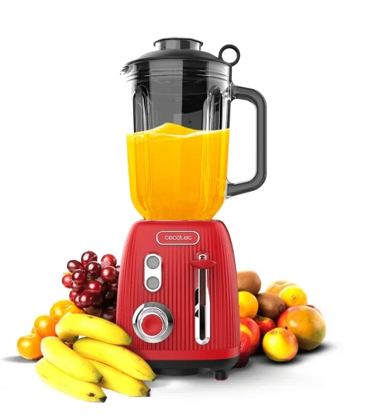 Frullatore Cecotec Power Black Titanium RetroRed - Potenza 1200W - Capacità caraffa 15L - Velocità regolabile - Stile retrò - Lame rivestite in titanio - Colore rosso - immagine 1