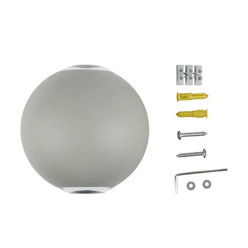 V-TAC Lampada LED da Muro Sferica 6W 110LM/W Doppio Fascio Luminoso Colore Grigio 3000K IP65 - immagine 1