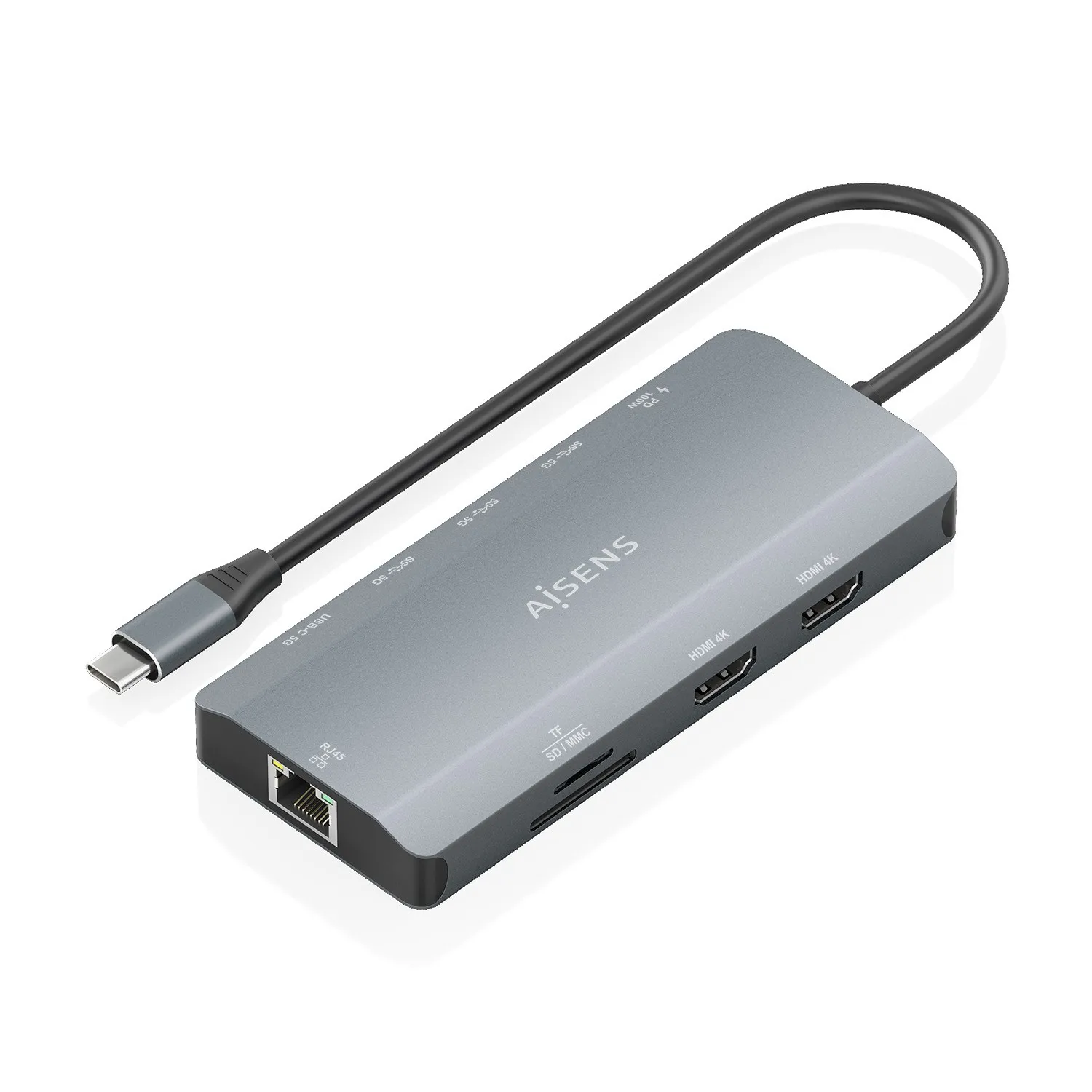 AISENS ASUC-10P052-GR replicatore di porte e docking station per laptop Cablato USB 3.2 Gen 1 (3.1 Gen 1) Type-C Grigio - immagine 1