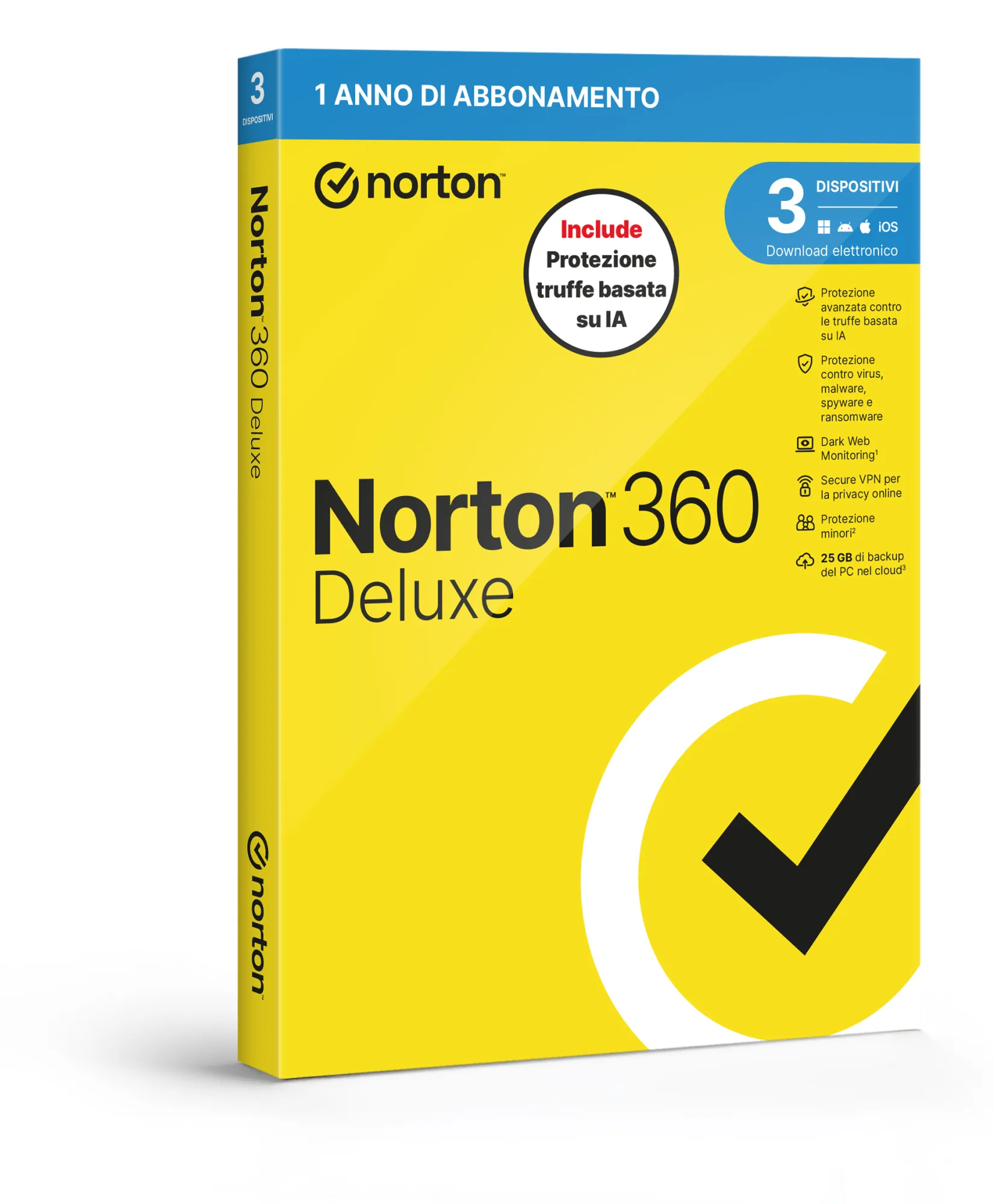 Norton 360 Deluxe 2026 -Antitruffa- 3 Dispositivi 12 Mesi 25Gb - It Box - immagine 1