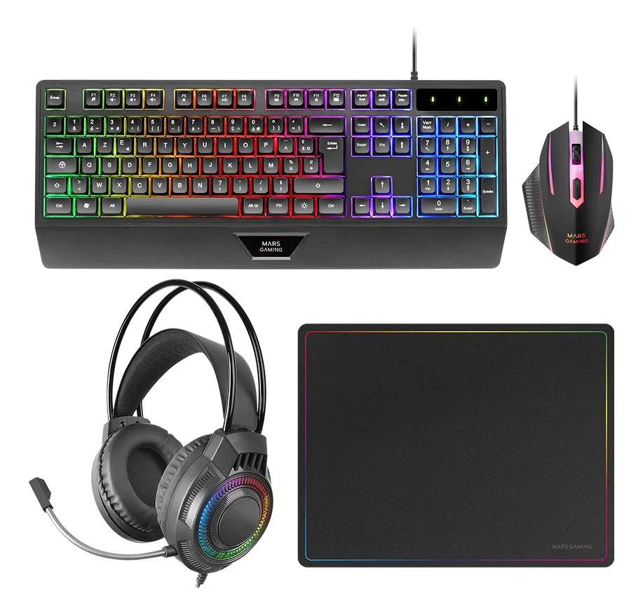 Mars Gaming MCP124PRO tastiera Mouse incluso USB AZERTY Francese Nero - immagine 1
