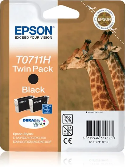 Epson Giraffe Confezione doppia Nero T0711H Inchiostri DURABrite Ultra - immagine 1