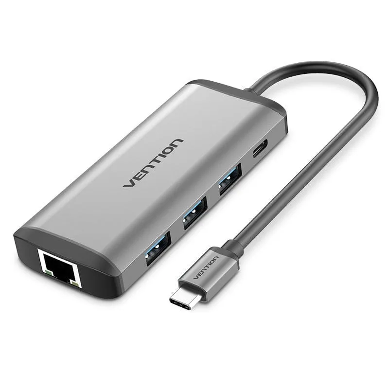 Vention CNDHB replicatore di porte e docking station per laptop Cablato USB 3.2 Gen 1 (3.1 Gen 1) Type-C Argento - immagine 1